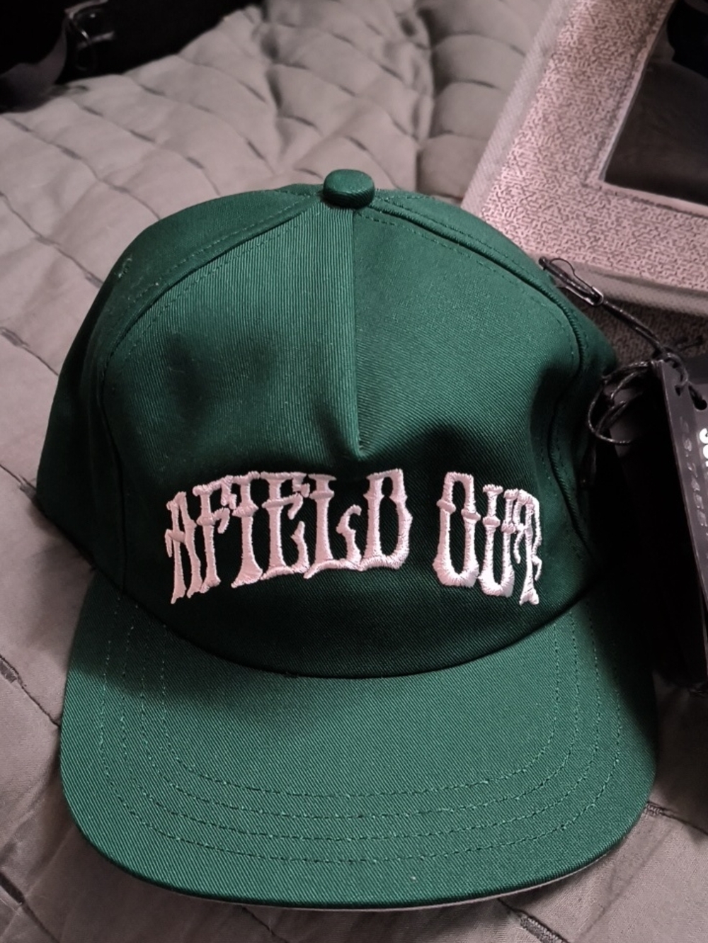 Green Embroidered Snapback Cap 'AField Out'
